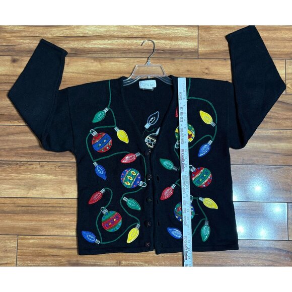 Vintage Women's Christmas Cardigan Sweater 3D Embroidered Button-Up Size M Ramie - Picture 4 of 10